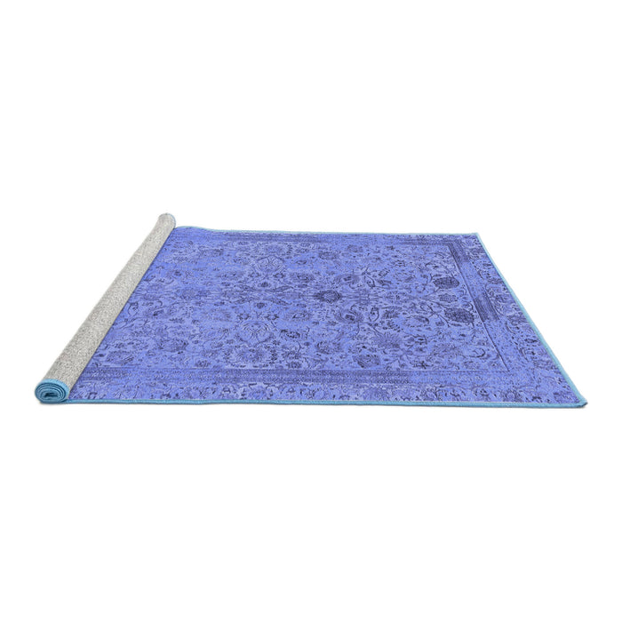 Sideview of Machine Washable Abstract Blue Modern Rug, wshabs1767blu