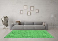 Machine Washable Abstract Emerald Green Modern Rug, wshabs1767emgrn