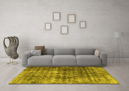 Machine Washable Persian Yellow Bohemian Rug in a Living Room, wshabs1768yw