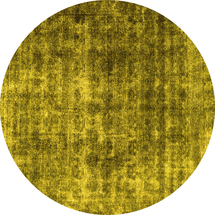 Round Machine Washable Persian Yellow Bohemian Rug, wshabs1768yw