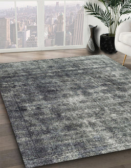 Abstract Dark Gray Persian Rug in Family Room, abs1768