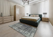 Machine Washable Abstract Dark Gray Rug in a Bedroom, wshabs1768