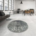 Round Abstract Dark Gray Persian Rug in a Office, abs1768