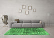 Machine Washable Persian Emerald Green Bohemian Area Rugs in a Living Room,, wshabs1768emgrn