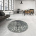 Round Machine Washable Abstract Dark Gray Rug in a Office, wshabs1768