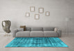 Machine Washable Persian Light Blue Bohemian Rug in a Living Room, wshabs1768lblu