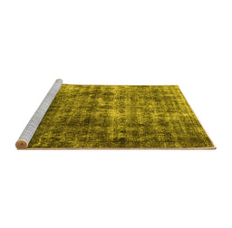 Sideview of Machine Washable Persian Yellow Bohemian Rug, wshabs1768yw