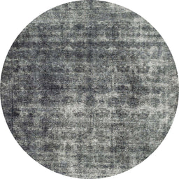 Round Abstract Dark Gray Persian Rug, abs1768