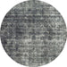 Round Abstract Dark Gray Persian Rug, abs1768