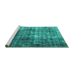 Sideview of Machine Washable Persian Turquoise Bohemian Area Rugs, wshabs1768turq