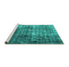 Sideview of Machine Washable Persian Turquoise Bohemian Area Rugs, wshabs1768turq