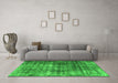 Machine Washable Persian Green Bohemian Area Rugs in a Living Room,, wshabs1768grn