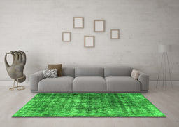 Machine Washable Persian Green Bohemian Area Rugs in a Living Room,, wshabs1768grn