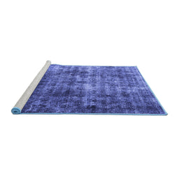 Sideview of Machine Washable Persian Blue Bohemian Rug, wshabs1768blu