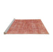 Sideview of Machine Washable Abstract Bright Orange Rug, wshabs1769