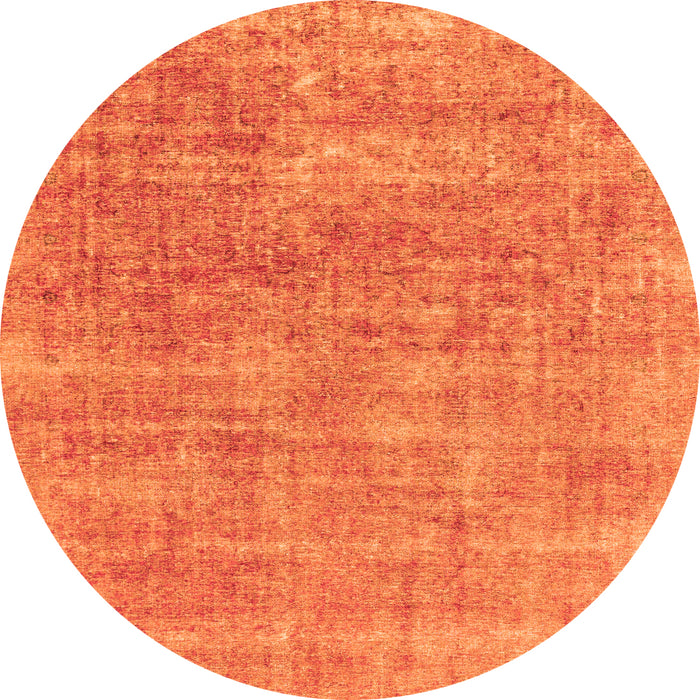 Round Machine Washable Abstract Orange Modern Area Rugs, wshabs1769org