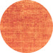 Round Machine Washable Abstract Orange Modern Area Rugs, wshabs1769org