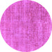 Round Machine Washable Abstract Purple Modern Area Rugs, wshabs1769pur