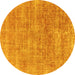 Round Abstract Yellow Modern Rug, abs1769yw