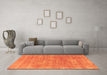 Machine Washable Abstract Orange Modern Area Rugs in a Living Room, wshabs1769org