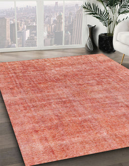 Machine Washable Abstract Bright Orange Rug in a Family Room, wshabs1769