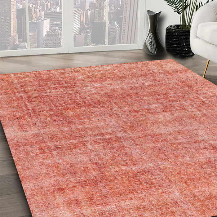 Machine Washable Abstract Bright Orange Rug in a Family Room, wshabs1769