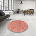 Round Abstract Bright Orange Modern Rug in a Office, abs1769