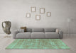 Machine Washable Abstract Turquoise Modern Area Rugs in a Living Room,, wshabs1769turq