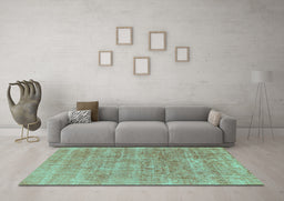 Machine Washable Abstract Turquoise Modern Area Rugs in a Living Room,, wshabs1769turq