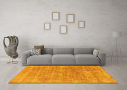 Machine Washable Abstract Yellow Modern Rug in a Living Room, wshabs1769yw