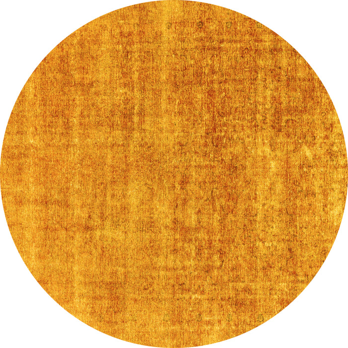 Round Machine Washable Abstract Yellow Modern Rug, wshabs1769yw