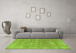 Machine Washable Abstract Green Modern Area Rugs in a Living Room,, wshabs1769grn