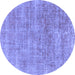 Round Machine Washable Abstract Blue Modern Rug, wshabs1769blu