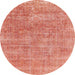 Round Abstract Bright Orange Modern Rug, abs1769