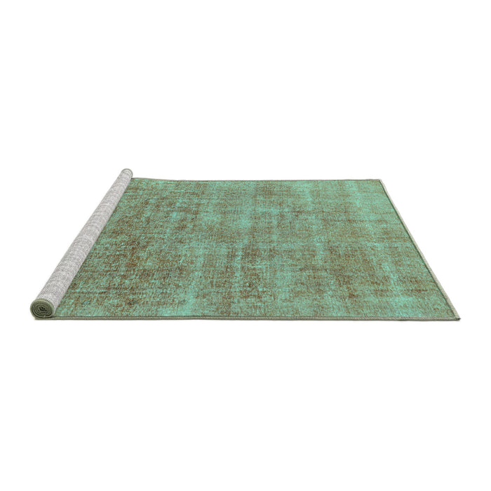 Sideview of Machine Washable Abstract Turquoise Modern Area Rugs, wshabs1769turq