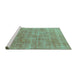 Sideview of Machine Washable Abstract Turquoise Modern Area Rugs, wshabs1769turq