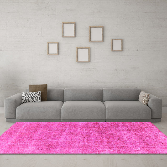 Machine Washable Abstract Pink Modern Rug in a Living Room, wshabs1769pnk