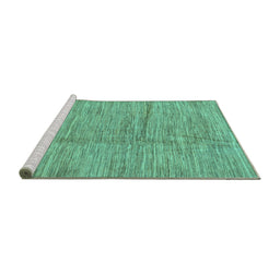 Sideview of Machine Washable Abstract Turquoise Modern Area Rugs, wshabs176turq
