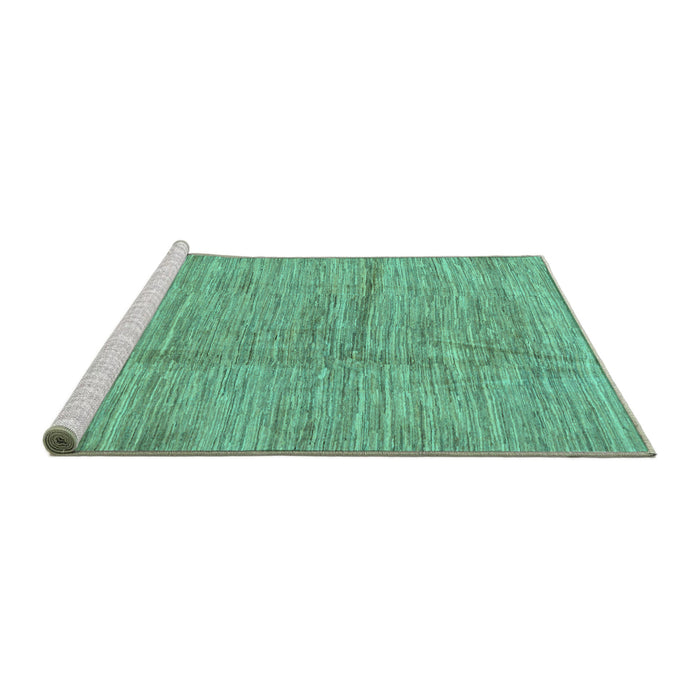 Sideview of Machine Washable Abstract Turquoise Modern Area Rugs, wshabs176turq