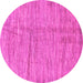 Round Machine Washable Abstract Pink Modern Rug, wshabs176pnk