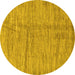 Round Machine Washable Abstract Yellow Modern Rug, wshabs176yw