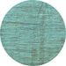 Round Machine Washable Abstract Light Blue Modern Rug, wshabs176lblu