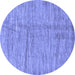 Round Abstract Blue Modern Rug, abs176blu