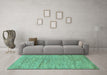 Machine Washable Abstract Turquoise Modern Area Rugs in a Living Room,, wshabs176turq