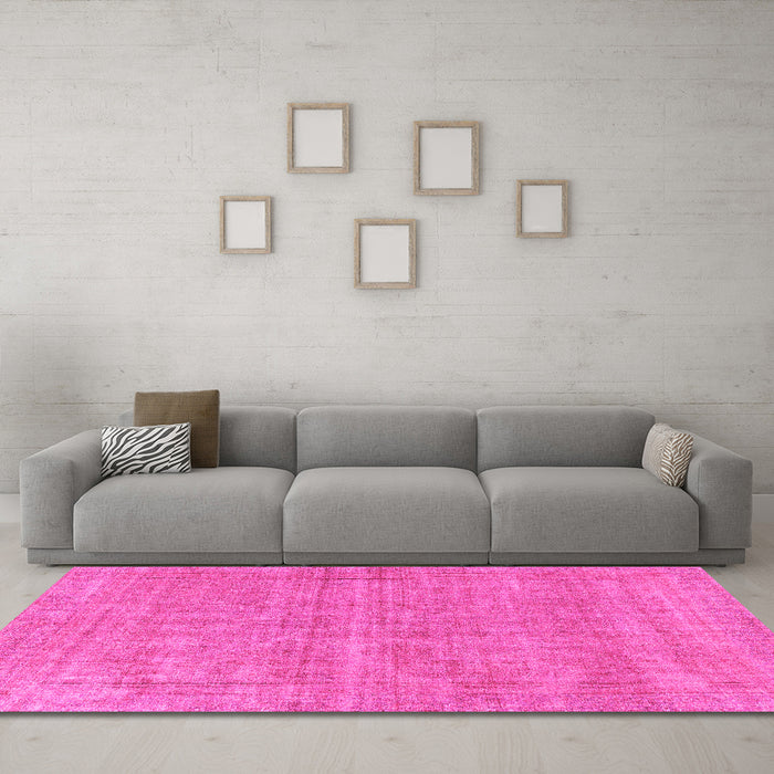 Machine Washable Abstract Pink Modern Rug in a Living Room, wshabs1770pnk
