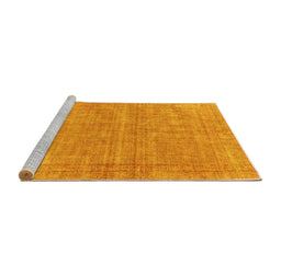 Sideview of Machine Washable Abstract Yellow Modern Rug, wshabs1770yw