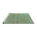 Sideview of Machine Washable Abstract Turquoise Modern Area Rugs, wshabs1770turq