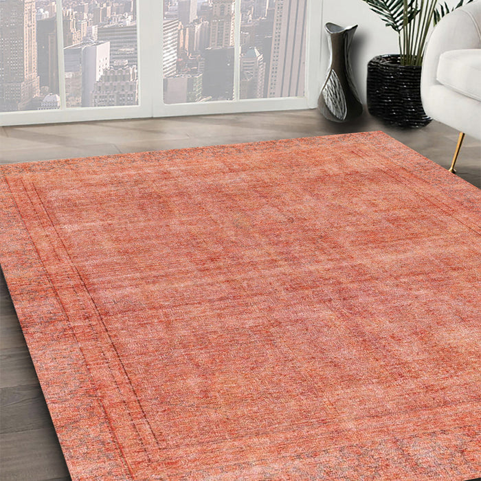 Machine Washable Abstract Bright Orange Rug in a Family Room, wshabs1770