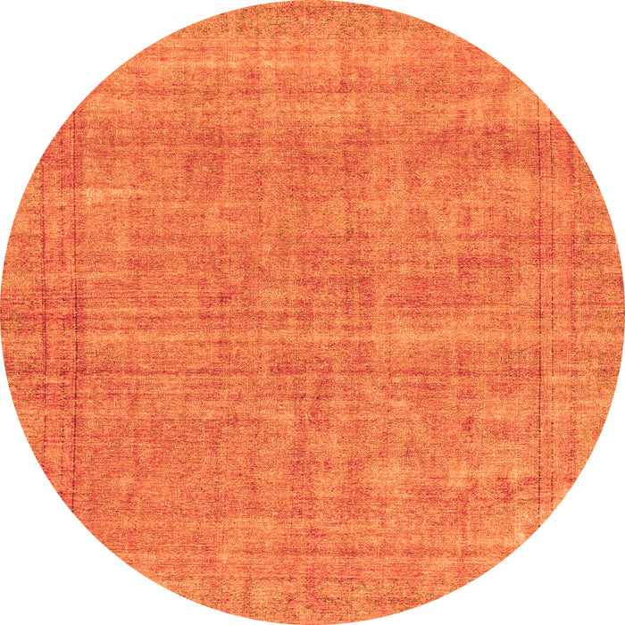 Round Machine Washable Abstract Orange Modern Area Rugs, wshabs1770org