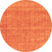 Round Machine Washable Abstract Orange Modern Area Rugs, wshabs1770org